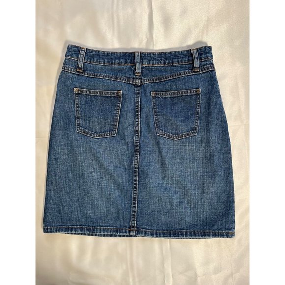 OLD NAVY Vintage Denim Blue Jean Midi Skirt Y2K 2002 Medium Wash Button Fly Sz 2 - Picture 5 of 13
